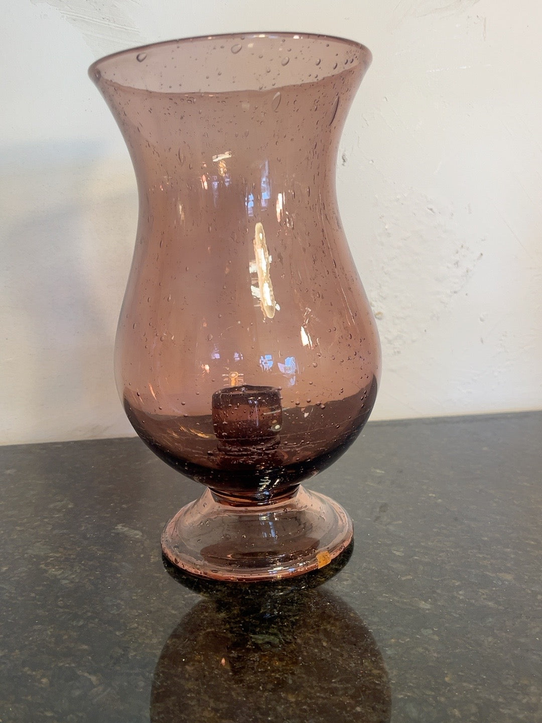 Original Biot amethyst bubble glass photophore full front view