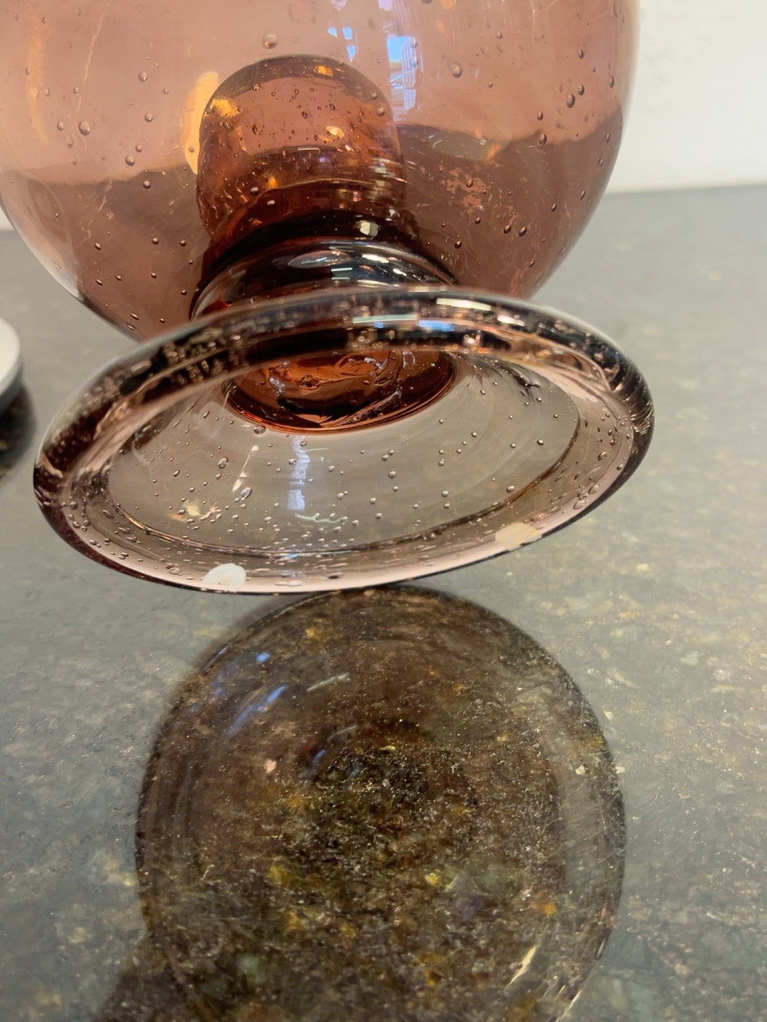 Base of original Biot 24 amethyst glass hurricane