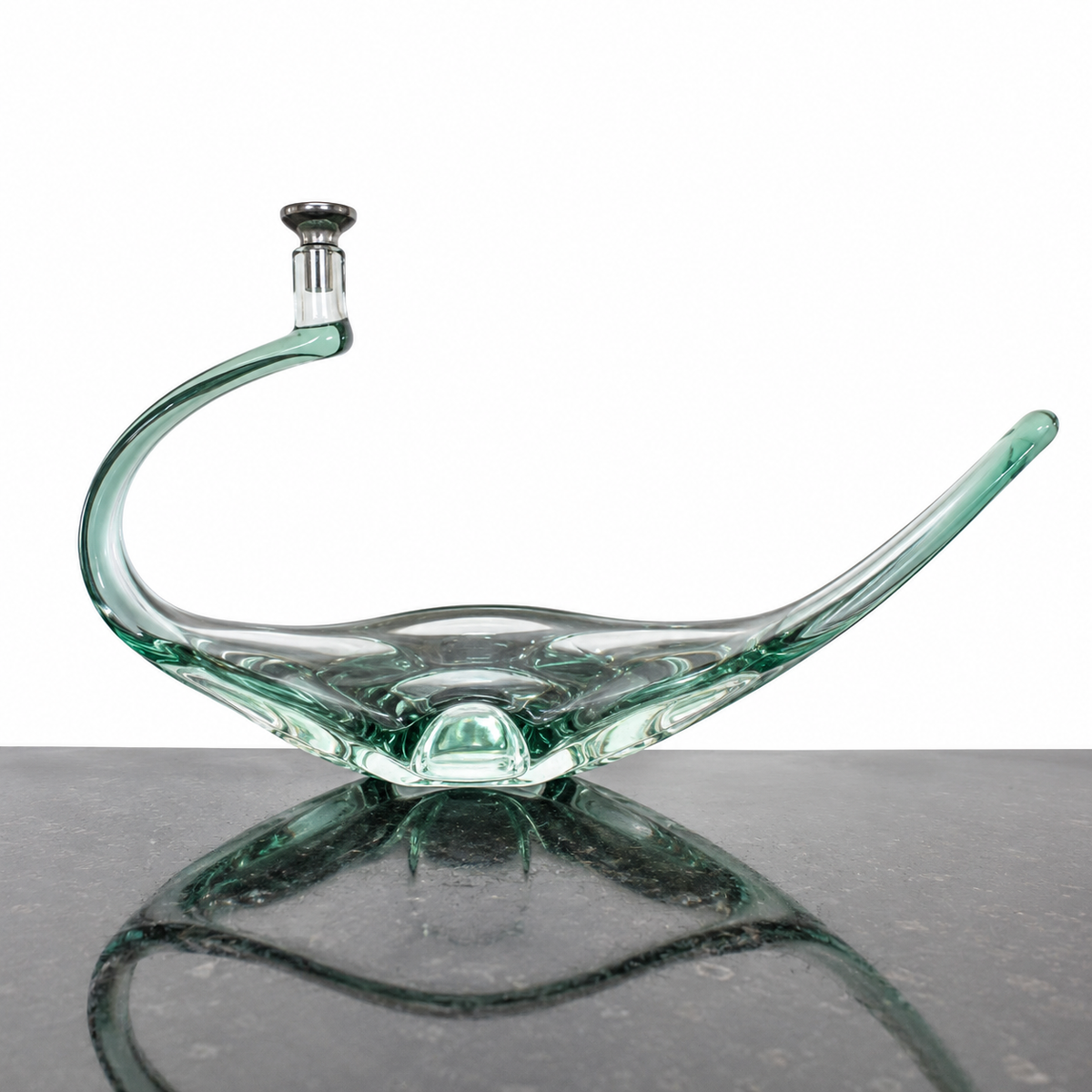Freeform Green Art Glass Candle Holder