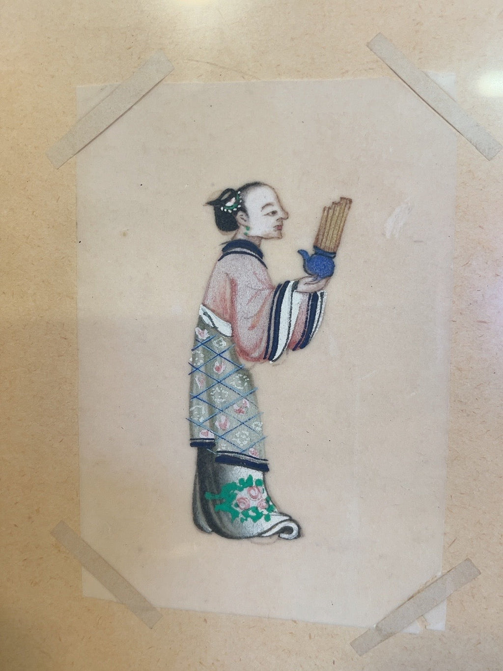 Detail of original left Chinese pith painting