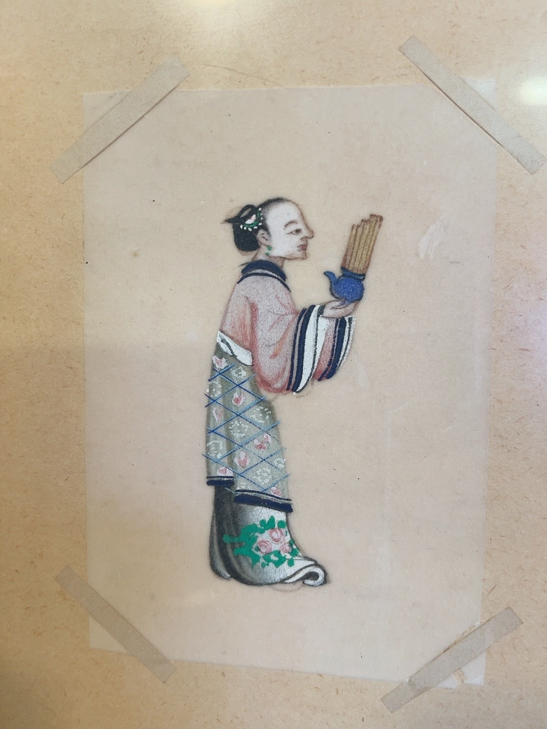 Detail of original left Chinese pith painting