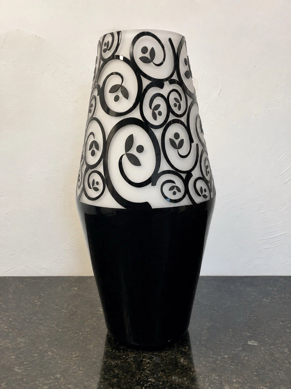 Design Guild Sutton black and white swirl art glass vase, main view