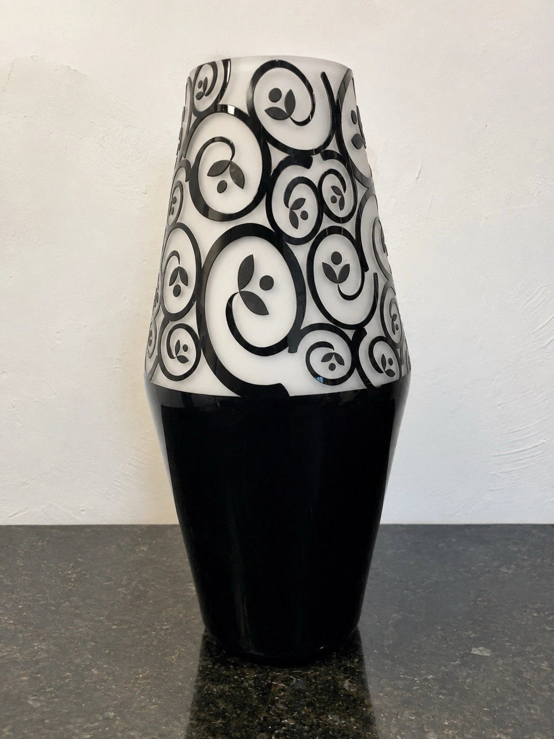 Design Guild Sutton black and white swirl art glass vase, main view