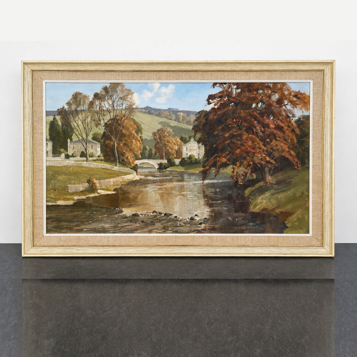 Claude Horsfall Clapham Yorkshire Dales original oil painting, front view in pale timber frame