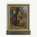 Framed oil painting Nun with Candle, gently lifted shadows of the original photograph