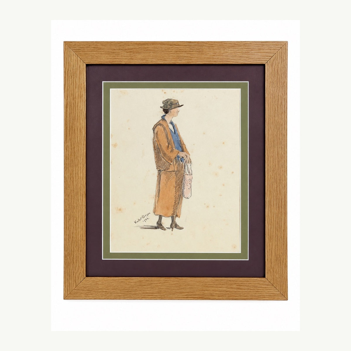 Framed Violet Bryant drawing photographed against plain background