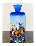 Blue Art Glass Vase Studio Glass Square Confetti Decorative