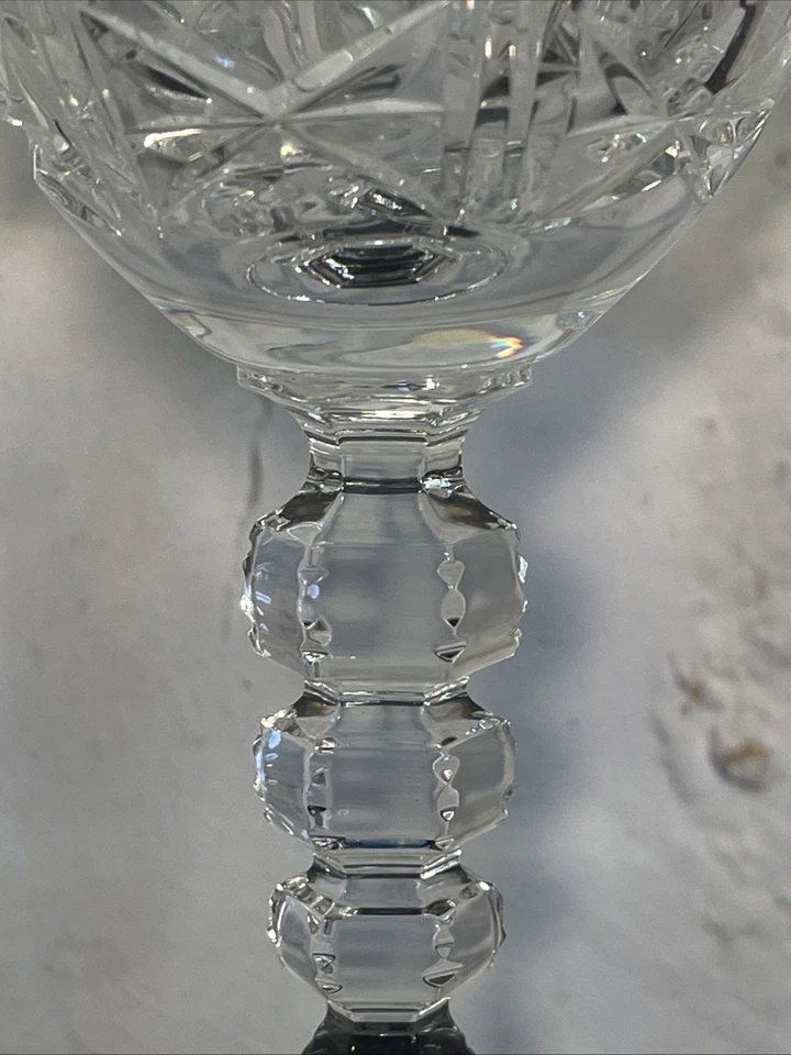 Close-up of the cut crystal goblet bowl and stem