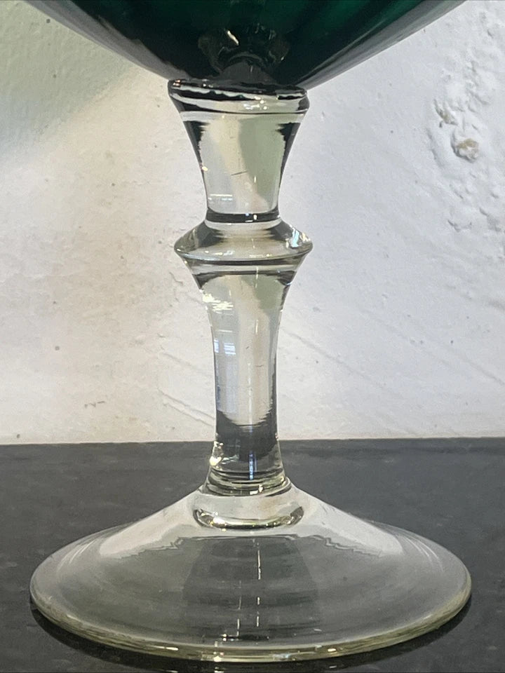 Second view showing the clear glass stem and broad foot