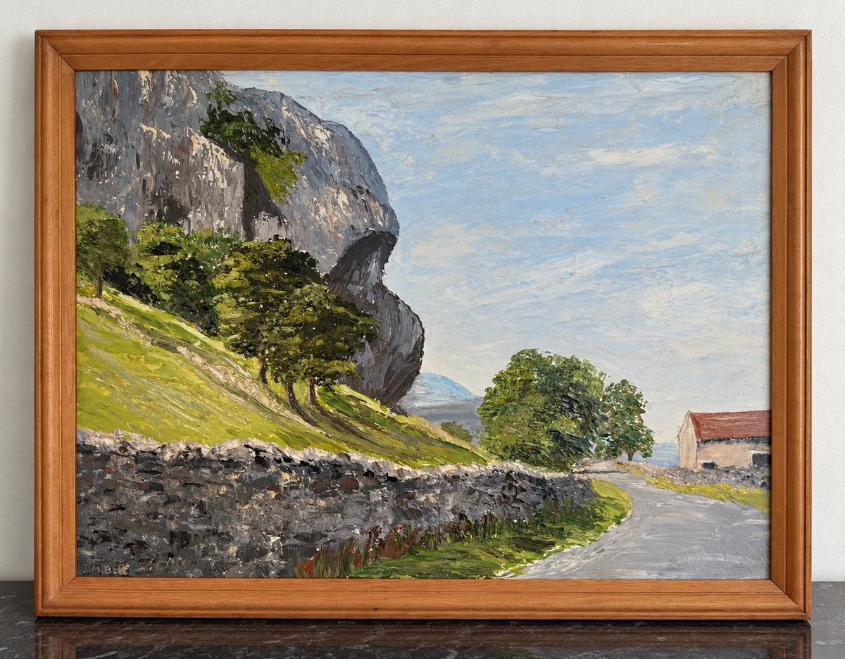 Framed Kingsley Cragg Yorkshire landscape oil painting signed I. M. Bell