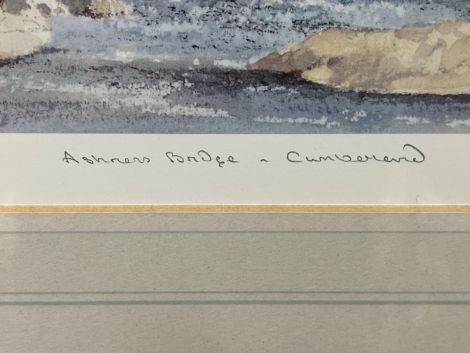 Detail of the print title and edition label