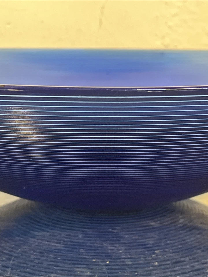 Detail of the cobalt glass colour and ribbed surface
