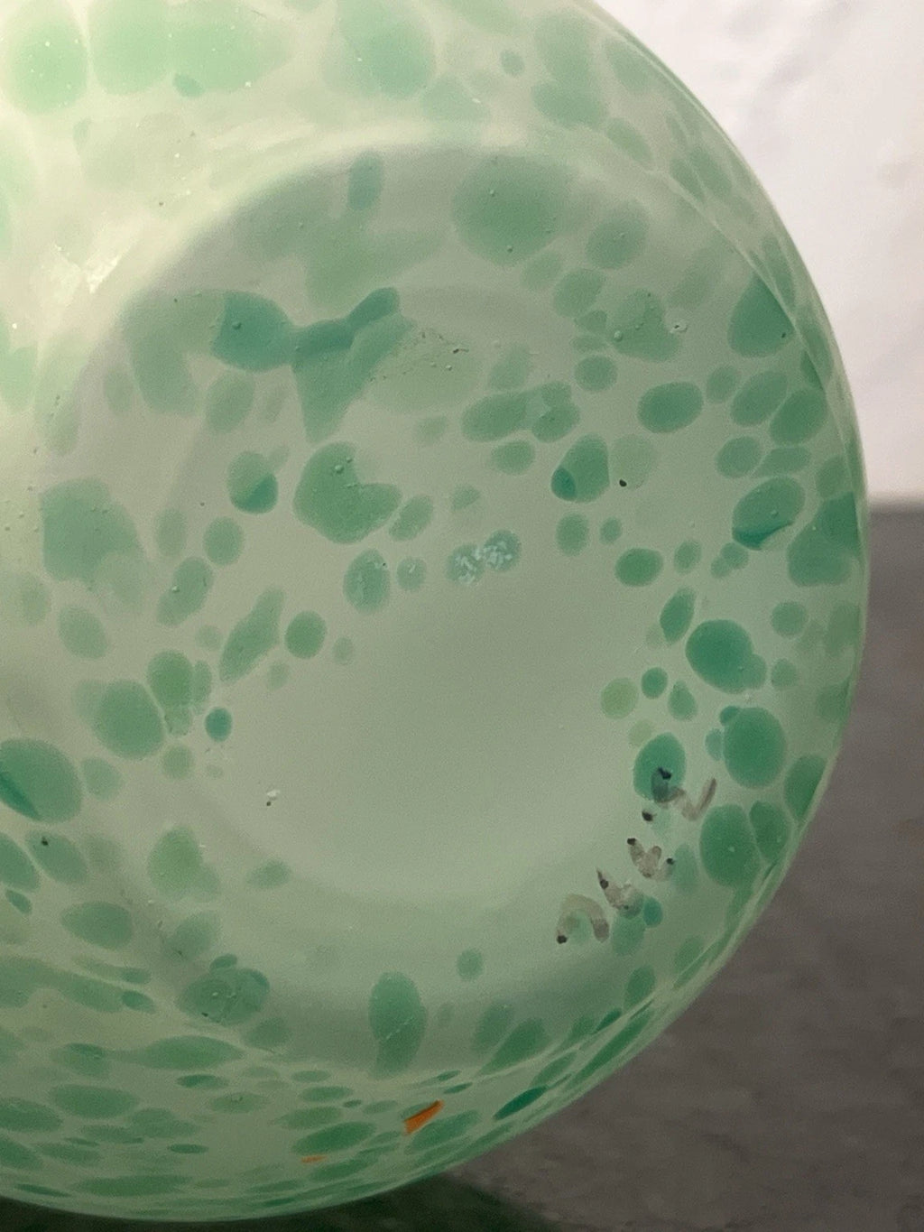 Base and form detail of the numbered Polish art glass vase