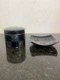 Rosenthal Carré d’Or black and gold lidded jar with matching square dish