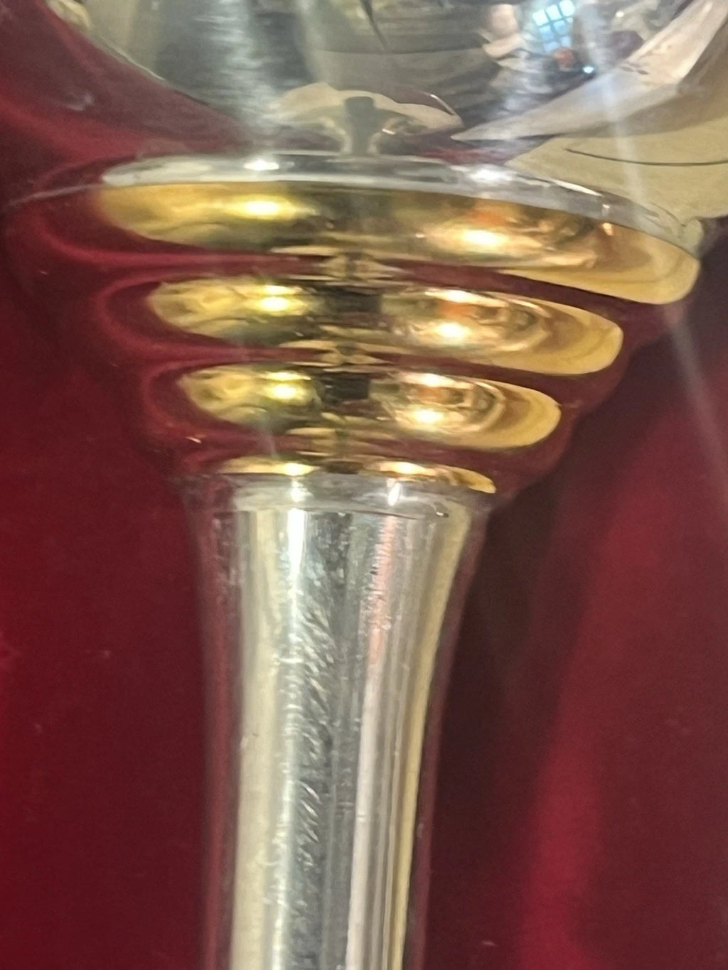 Royal Selangor goblets, close view of gold-plated detailing