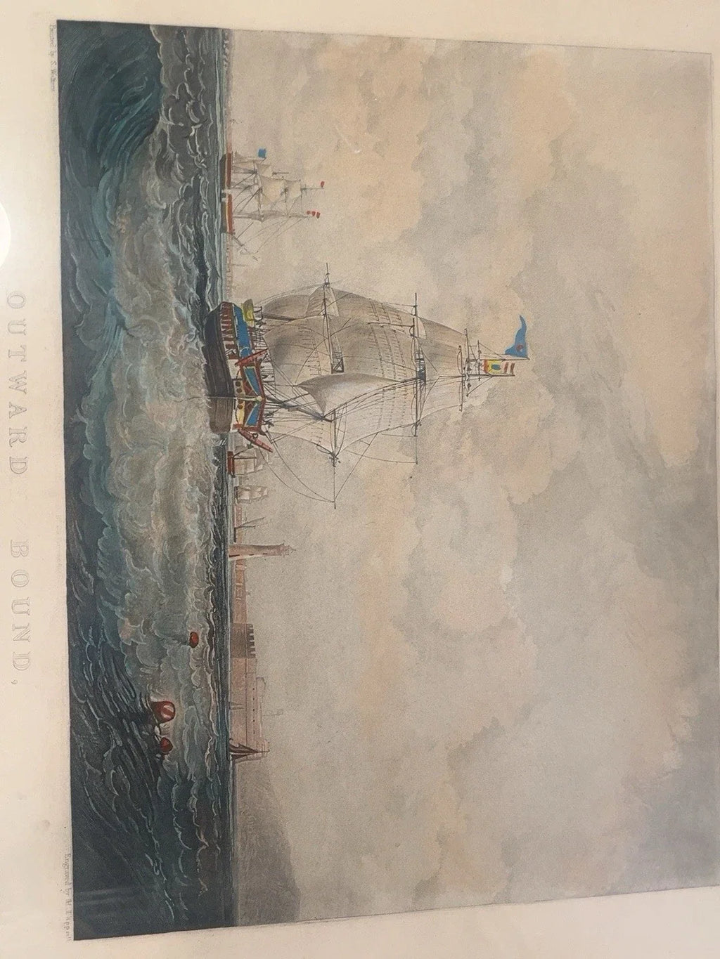 Original close-up of Outward Bound sailing vessel and sea