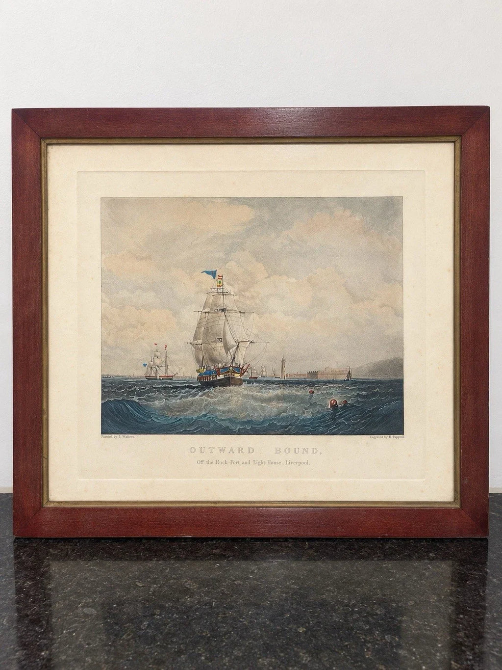 Full original eBay photograph of framed Outward Bound ship engraving