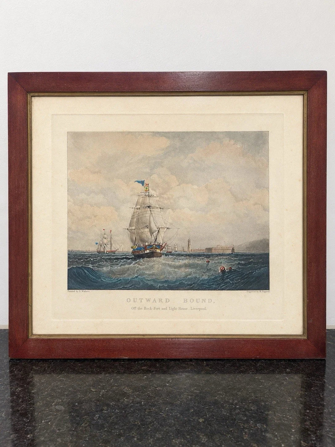 Full original eBay photograph of framed Outward Bound ship engraving