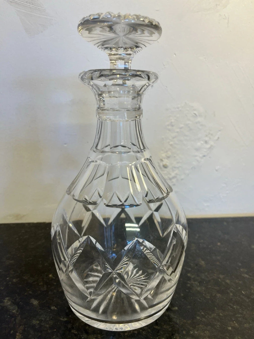 Stuart Crystal decanter alternate full view showing rounded form