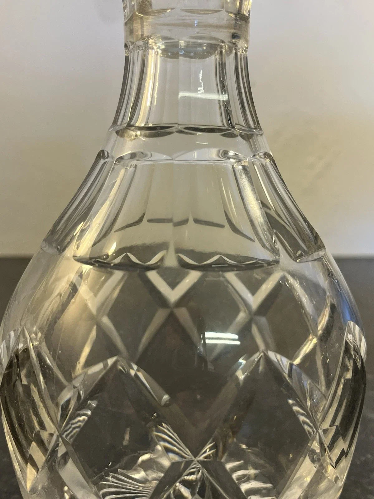Stuart Crystal decanter cut glass neck detail