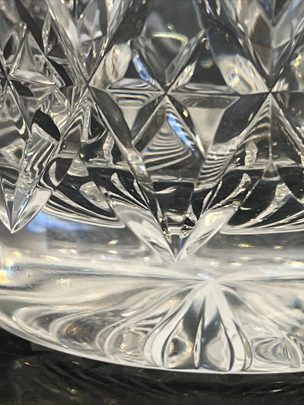 Stuart Crystal cut tumblers, close view of the pattern
