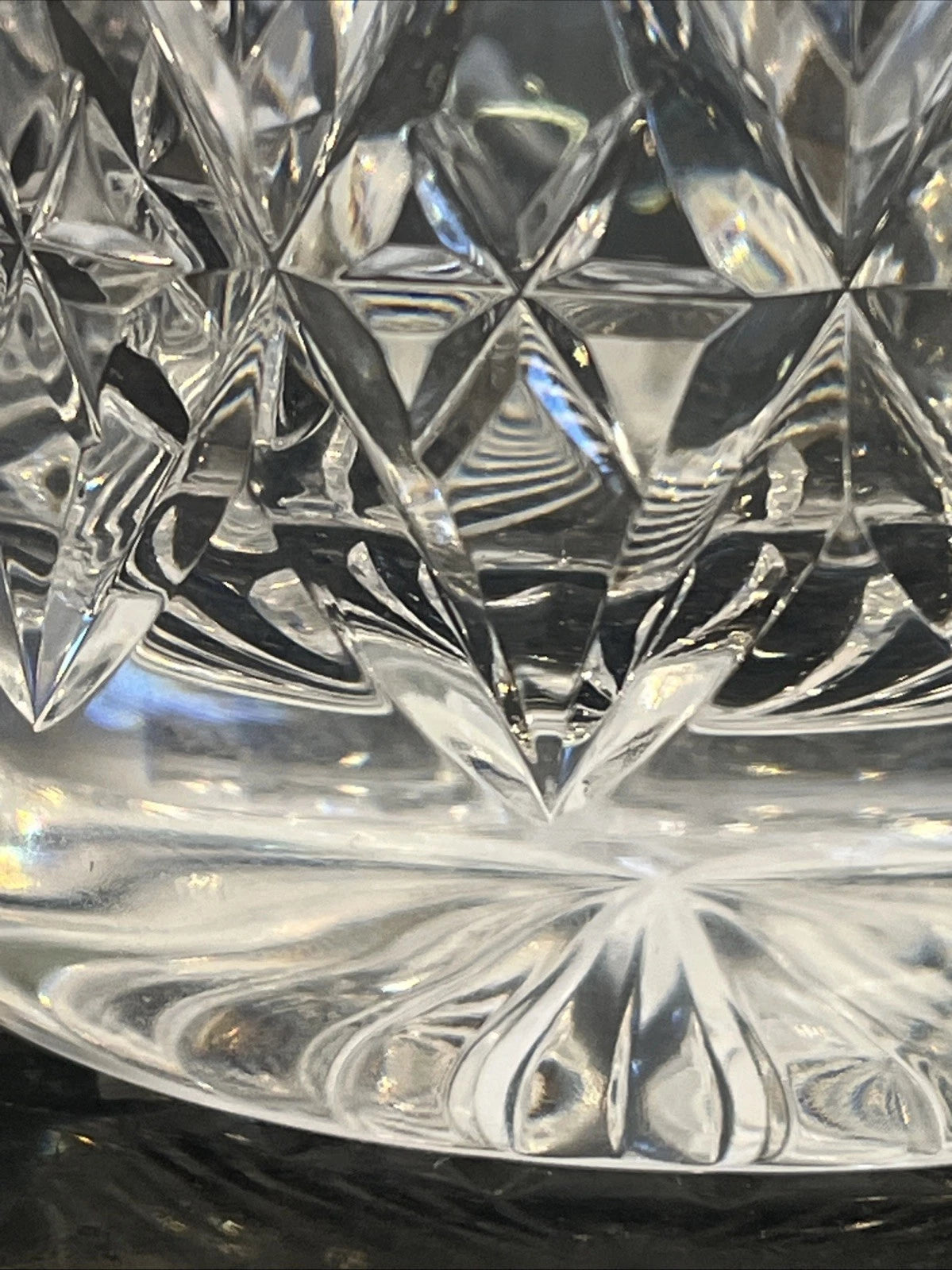 Stuart Crystal cut tumblers, close view of the pattern