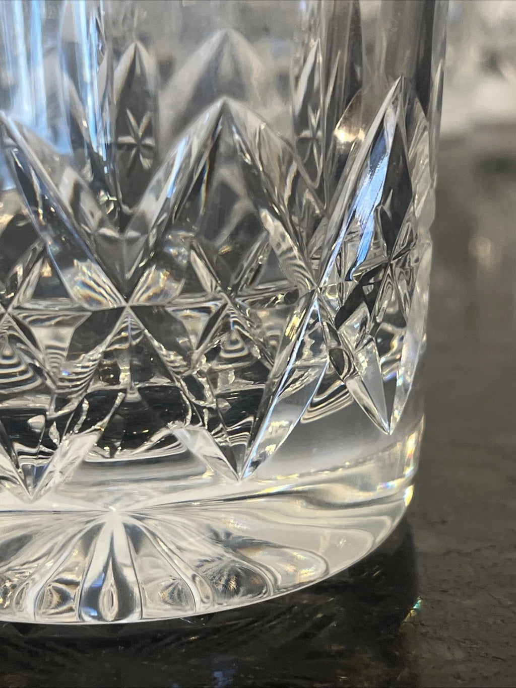 Stuart Crystal tumbler base and maker mark detail