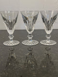 Three Waterford Eileen crystal sherry glasses shown together