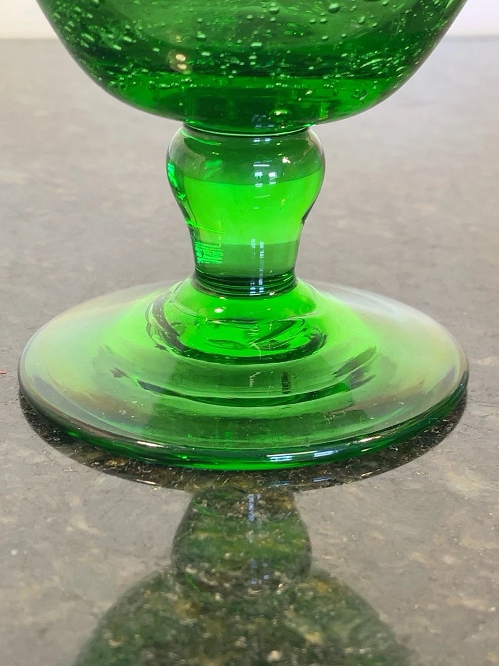 Biot green bubble oil lamp, side view