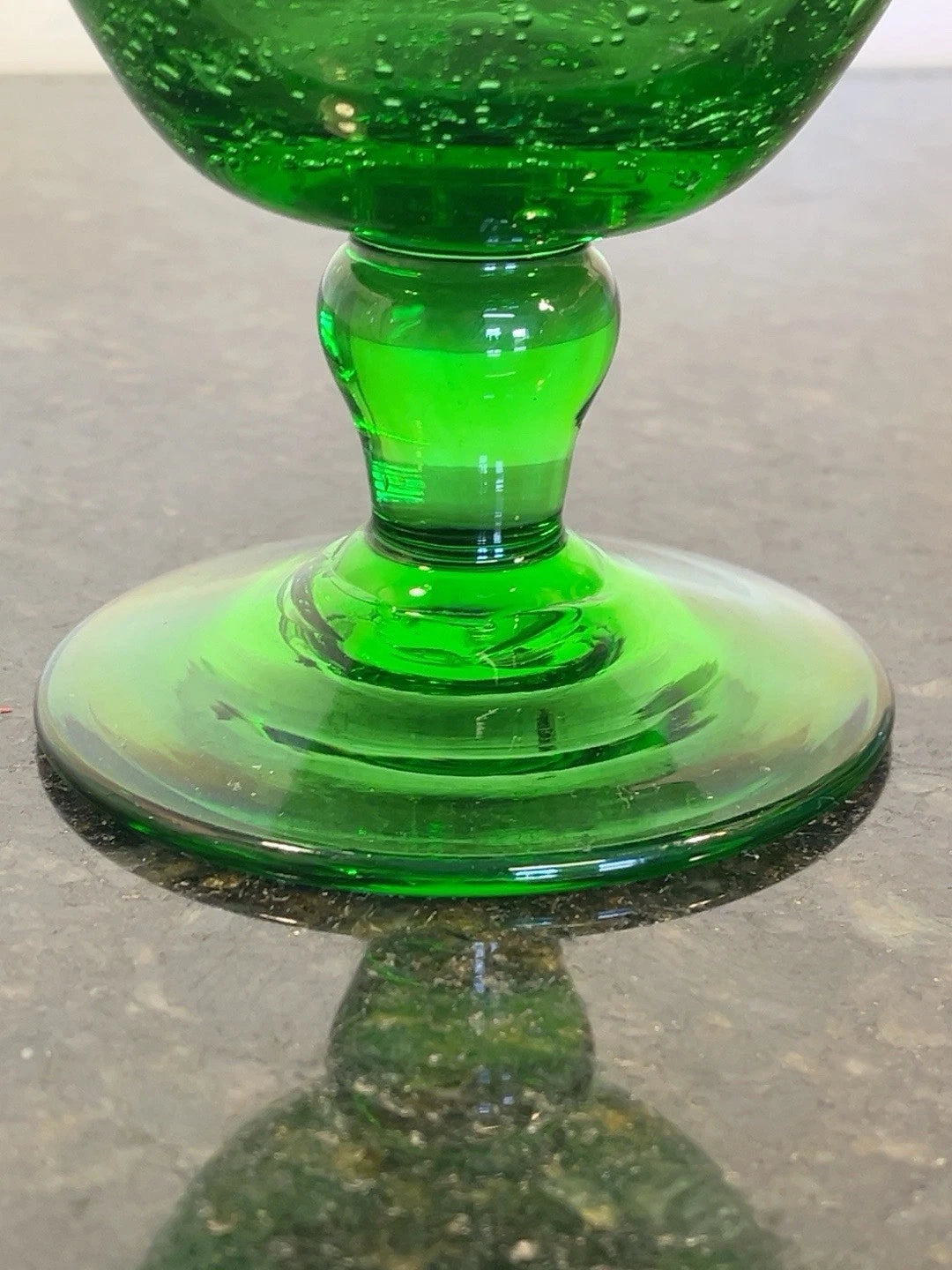 Biot green bubble oil lamp, side view
