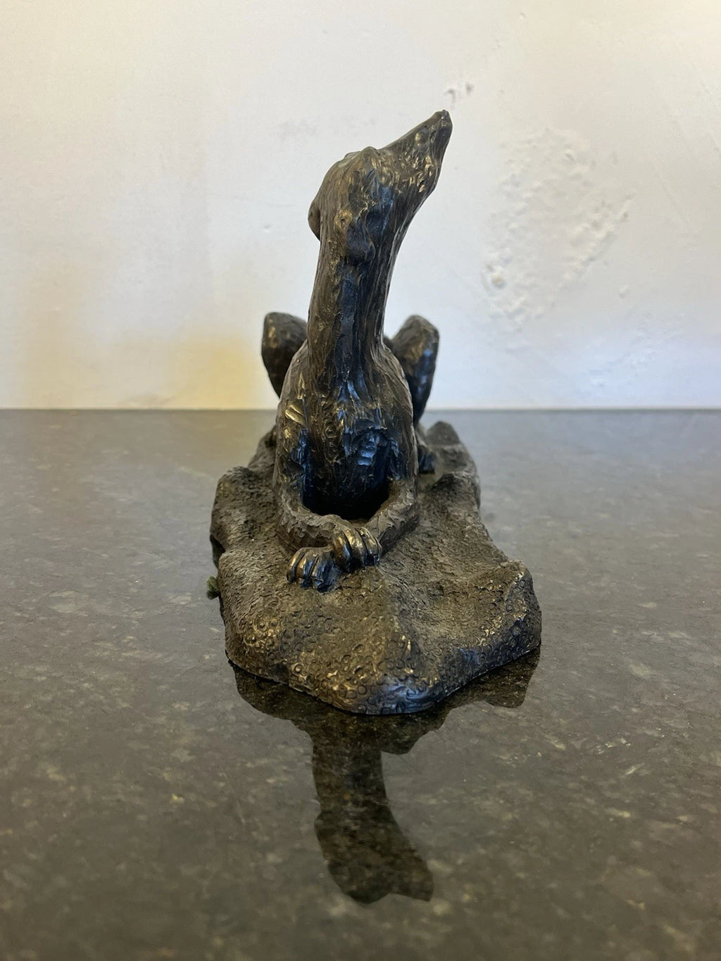 John Rattenbury sighthound, bronze patina detail