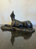 John Rattenbury cold cast bronze hunting hound, full view