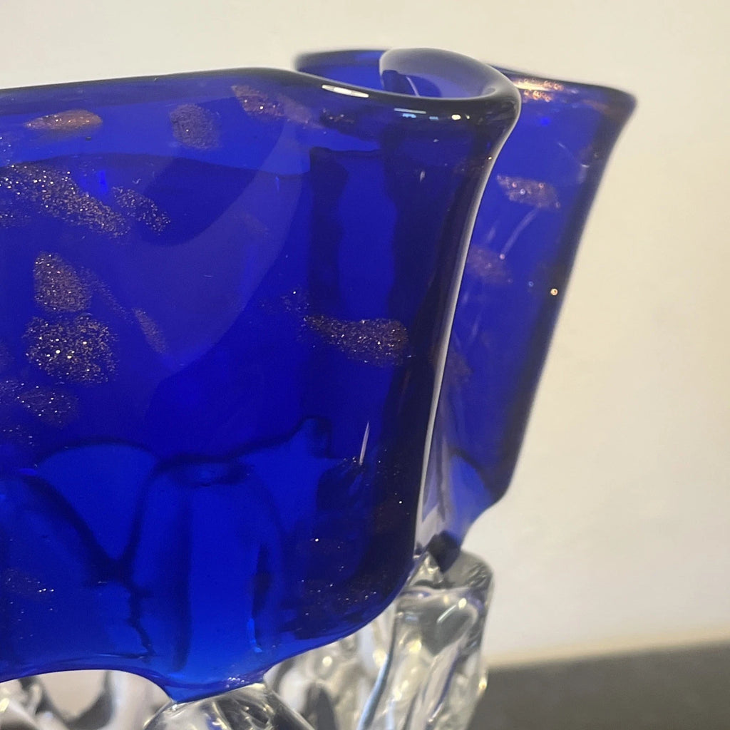 Hand-blown glass vase, clear twisted centre detail