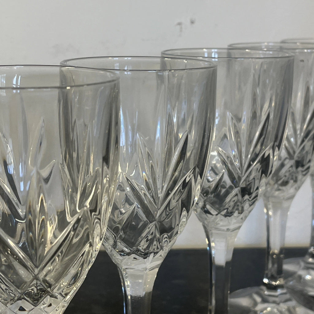 Six clear cut crystal wine goblets, listing photo 4