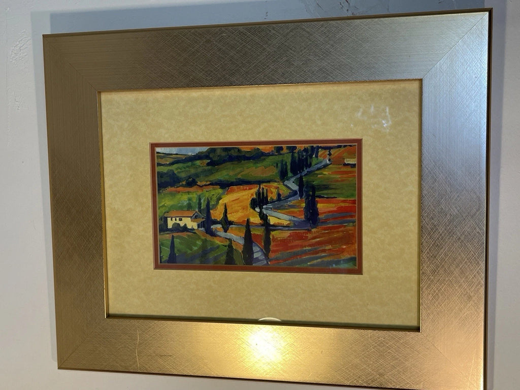 Framed Italian countryside landscape print, alternate view
