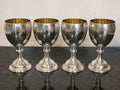 Set of four silver-plated Masonic goblets with gilt interiors, full view