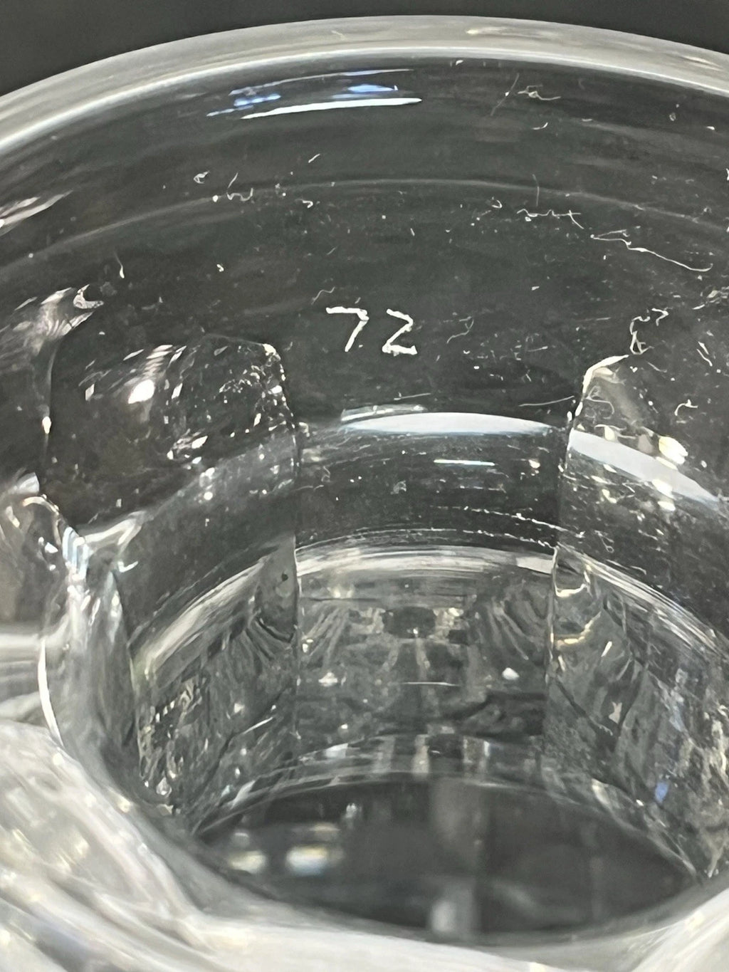 Side view of the geometric panel-cut decanter