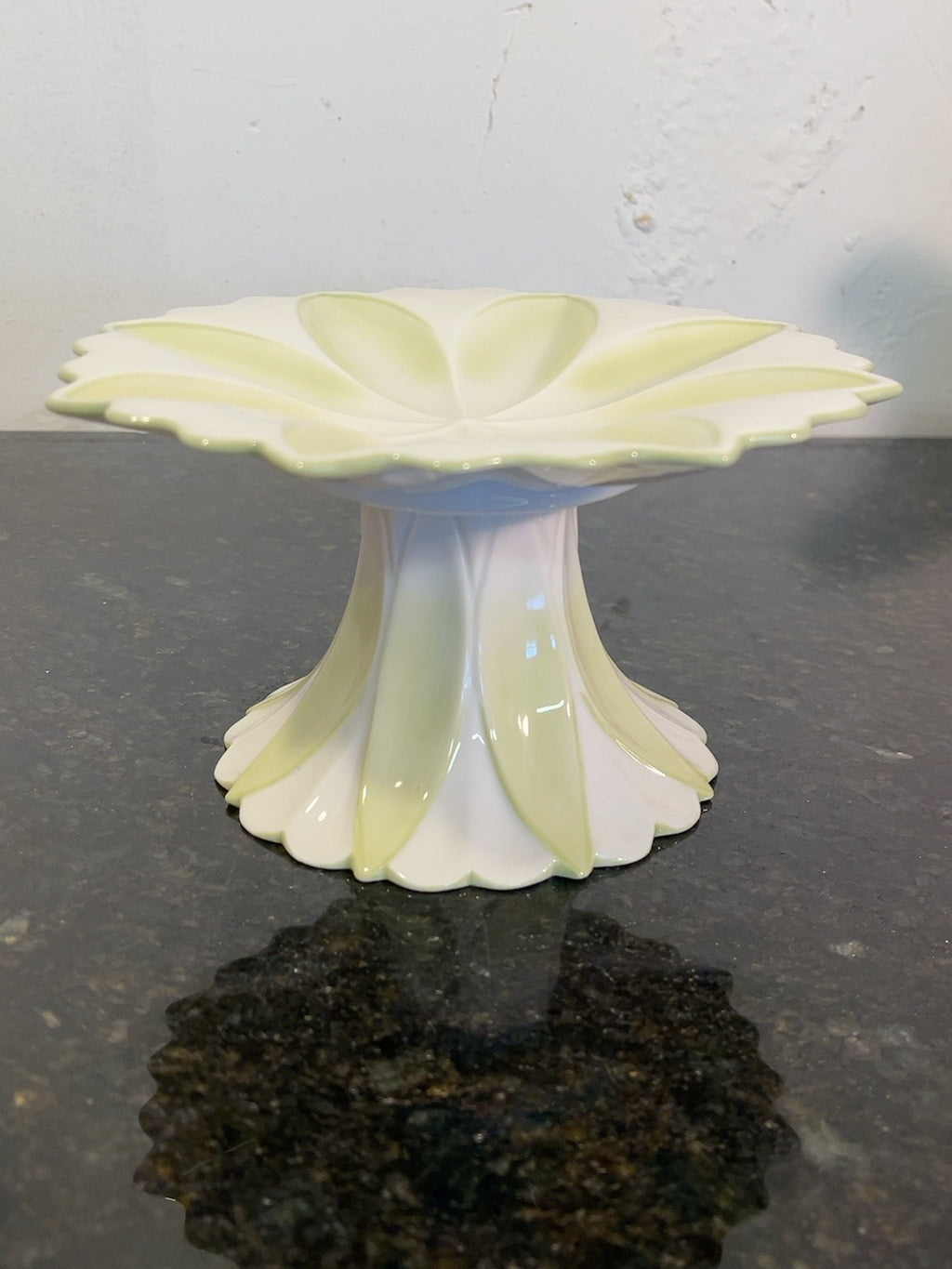 Original Villeroy & Boch Romantic Spring floral pedestal dish on dark stone