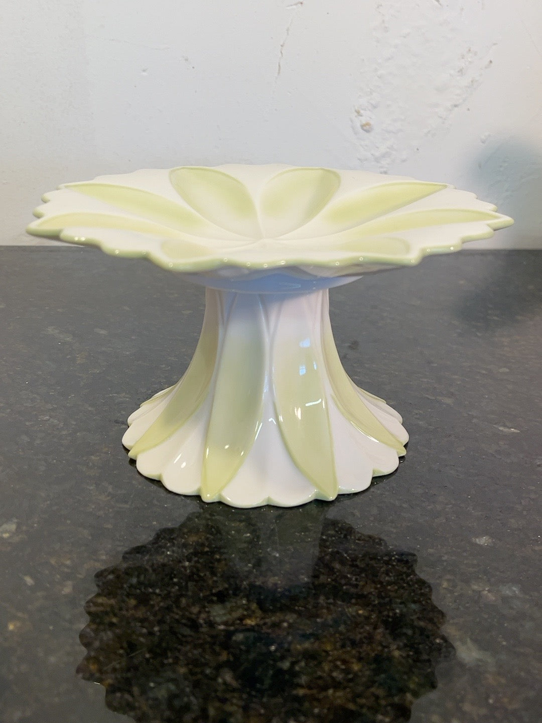 Original Villeroy & Boch Romantic Spring floral pedestal dish on dark stone